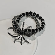 Gothic Dark Spider Necklace Bracelet Ring for Women Exaggerated Black Crystal Spider Halloween Accessories Jewelry Party Gifts