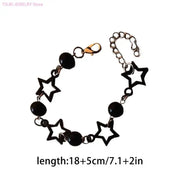 62KE Stylish Gothic Bracelet with Large Hollow Star Elegant Accent Hand Strings