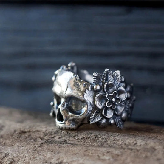 Gothic Flower Sugar Skull Ring for Men and Women New Hip-hop Punk Flower Ring Couple Gift Fashion Banquet Party Accessories