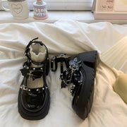 Punk k JK orm Mary Janes High Heels Thi Bot Small Leather oes Women's Lolita Faion Single oes Korean Sle