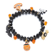 Vintage Gothic Pumpkin Pendant Bracelets Resin Halloween Hand Chain Elastic Crystal Crystal Beaded Bracelet Party Jewelry Gift