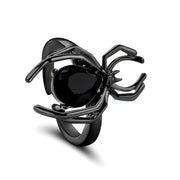 Gothic Fashion Rings For Women Girls Crystal Black Spider Open Ring Hip Hop Punk Irregular Animal Finger Jewelry Halloween Gift