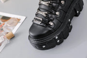 New Arrival Dark Gothic Dad Shoes | Heavy - Metal Punk Thick - Soled Women's Boots