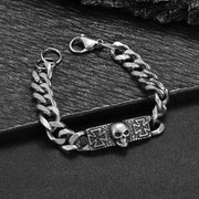 Gothic Style Silver Color Skull Chain Bracelet for Men Rock Party Jewelry Biker Bracelet Gift