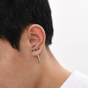 Gothic Kinitial Sword Earrings Vintage Cool Punk Crystal Ear Jacket Goth Dagger Earrings Jewelry Gift For Men Rock Anniversary