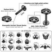 Drperfect Tragus Piercing Jewelry for Women Men Helix Cartilage Conch Earring Nose Stud Stainless Steel Medusa Labret Lip Ring