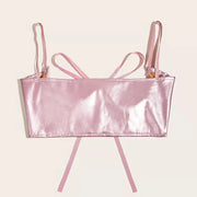 Women Corset Waist Support Gothic PU Leather Crop Top Lace-up Bandage Waist Bodyshaper Decorative Corset Women  Accessory