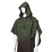 Medieval Hooded Cloak Coat for Men Medieval Cape Costume Adult Wicca Worship Pagan Monk Robe Role Playing Short Cape