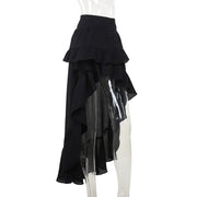 Goth Dark Kawaii Black Tiered Skirts 90S Retro Irregular Hem Party Bottoms Mall Gothic Women Fashion Dragging Skirt Alt Clothing