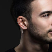 Gothic Kinitial Sword Earrings Vintage Cool Punk Crystal Ear Jacket Goth Dagger Earrings For Men Rock Anniversary Jewelry Gift