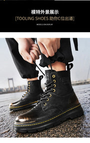 Men's Ankle Boots, Retro British High-top Men's Boots, High-quality Leather Shoes, 2025 New Style Outdoor Men's Motorcycle Boots