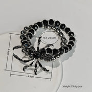 Gothic Dark Spider Necklace Bracelet Ring for Women Exaggerated Black Crystal Spider Halloween Accessories Jewelry Party Gifts