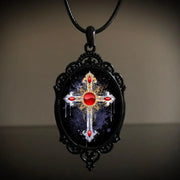 Gothic Horror Cameo Necklace Women Man Witch Jewelry Accessories Bat Castle Crow Black Cat Pumpkin Charm Rope Chain Choker Trend