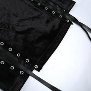 Goth Dark Punk Grunge Lace Up Maxi Dress 90s Streetwear Gown Women Sexy Bandage Velvet Dresses Y2k New Harajuku Gothic Clothing