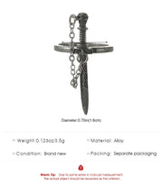 Gothic Dark Crossing Swords Ring Female Ins Style Creative Personality Chain Tassel Skeleton Ring Vintage Antique Silver Rings