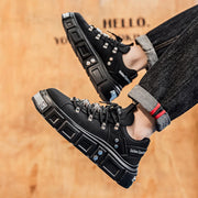 Women's Gothic Woman Sneakers  Ankle Boots Punk Style Black Shoes Rock Metal Decor Lace-up Heel Height Platform Shoes