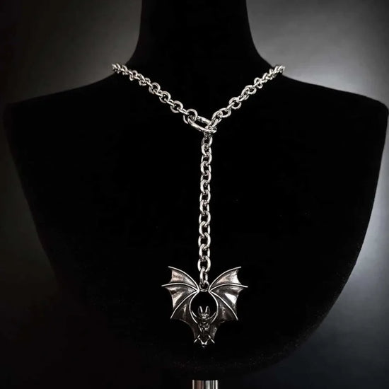 Gothic Silver Color Sword Necklace For Women Men Animal Vampire Bat Punk Hip Hop Fashion Jewelry Pagan Vintage Charm Choker Gift