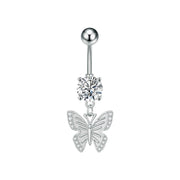 Elegant Dangled Belly Piercing Jewelry Fashion Dragonfly Owl Butterfly Shaped Curved Navel Rings Stainless Keys CZs Belly Ring