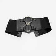 Fashionable Gothic Corset Belt Triple Buckle with Black Rivet Studs Elastic Waspie Waistband for Punk Women Perfect for Coats
