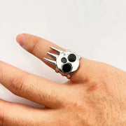 Gothic Dark Red Y2K Cross Star Stone Rings for Women Goth Moon Star Blue Butterfly Crystal Ring Egirl Colorful Opal Ring Jewelry