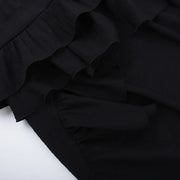 Goth Dark Kawaii Black Tiered Skirts 90S Retro Irregular Hem Party Bottoms Mall Gothic Women Fashion Dragging Skirt Alt Clothing