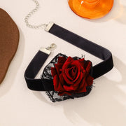 Gothic Style Choker Necklace For Women Personalized Lace Rose Blossom Neck Chain Niche Lolita Neck Accessory Halloween Jewelries
