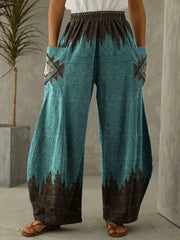 Women's Western Retro Ethnic Style Printed High Waist Wide Leg Pants