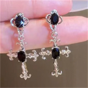 Gothic Cross Black Drill Drop Earrings for Women New Punk Halloween Jewellery Creativity Fashion Statement Jewelry Girl Gifts