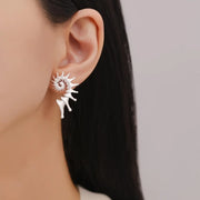 Gothic Personality Stereo Conch Ancient Silver Stainless Steel Stud Earrings for Men Women Hallowmas Punk Jewelry Accessory Gift