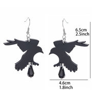 Gothic Black Romantic Crow Dangle Drop Earrings for Women Dark Halloween Jewelry Girls Cool Fashion Accessories