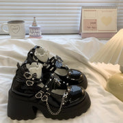 Punk k JK orm Mary Janes High Heels Thi Bot Small Leather oes Women's Lolita Faion Single oes Korean Sle