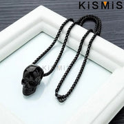 Gothic Skull Necklace for Men Women Stainless Steel Pendant Chain Halloween Jewelry Gift Gold Silver Black Plated