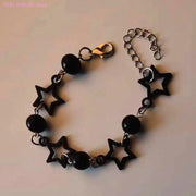 62KE Stylish Gothic Bracelet with Large Hollow Star Elegant Accent Hand Strings