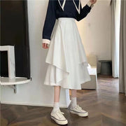 Gothic Irregular Skirts Women Y2K High Waist Cargo Midi Skirt Harajuku Vintage Punk Japanese Black Pleated Casual A Line Skirt