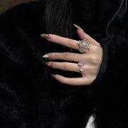 Gothic Irregular Spider Webs Animal Rings Punk Crystal Ball Zircon Ring Hip Hop Cool Open Rings for Women Halloween Jewelry
