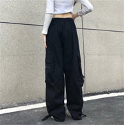 Red Cargo Pants Women Gothic Joggers High Waist Loose Female Hip Hop Trousers Korean Punk Pants Funny Capri Femme Sweatpants