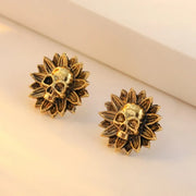 Gothic Retro Skull Flower Earrings Men and Women Fashion Personality Hip-hop Trend Creative Party Jewelry Accessories