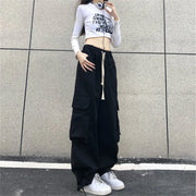 Red Cargo Pants Women Gothic Joggers High Waist Loose Female Hip Hop Trousers Korean Punk Pants Funny Capri Femme Sweatpants