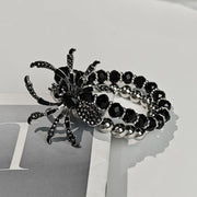 Gothic Dark Spider Necklace Bracelet Ring for Women Exaggerated Black Crystal Spider Halloween Accessories Jewelry Party Gifts