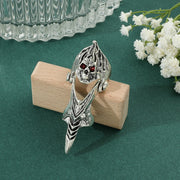 Gothic Punk Ring Rock Scroll Joint Armor Knuckle Metal Full Finger Claw Rings Halloween Unisex Adjustable Ring Vintage Jewelry