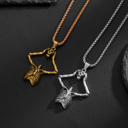 Gothic Punk Skeleton Pendant Necklace for Women Men Creative Horror Skull Clavicle Chain Choker Halloween Festival Jewelry Gift