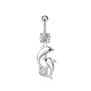 Elegant Dangled Belly Piercing Jewelry Fashion Dragonfly Owl Butterfly Shaped Curved Navel Rings Stainless Keys CZs Belly Ring