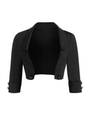 2025 Womens Gothic Dresses Sets Solid Color Open Front Crop Jacket and Lace Up Buckle Strap Crisscross Dress Outfit