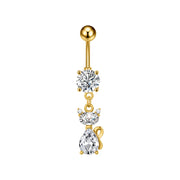 Elegant Dangled Belly Piercing Jewelry Fashion Dragonfly Owl Butterfly Shaped Curved Navel Rings Stainless Keys CZs Belly Ring