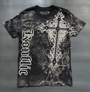 2000s Gothic T shirt Suffering Skeleton Print Top Y2K Angel Hip Hop Harajuku Street Plus Size Loose T shirt Fashion Clothing