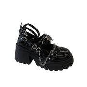 Punk k JK orm Mary Janes High Heels Thi Bot Small Leather oes Women's Lolita Faion Single oes Korean Sle