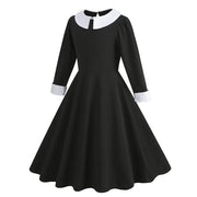 Gothic Black Dress Halloween Costume for Girls 2025 Party Ball Gown Children Cosplay Adams Family Vestido