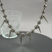Gothic Fashion Big Chunky Ball Chain Rivet Choker Necklace for Women Men Punk Y2K Grunge Spiked Bead Chain Necklace