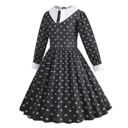 Gothic Black Dress Halloween Costume for Girls 2025 Party Ball Gown Children Cosplay Adams Family Vestido