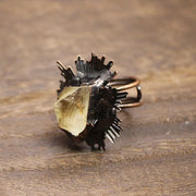 Gothic Natural Crystal Rings Boho Hypoallergenic Adjustable Rings Alloy Unique Design Raw Stone Rings Alternative Fashion